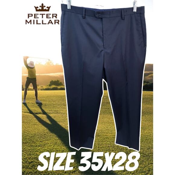 Peter Millar Flat‑Front Suit Pants – Men’s 35x28 – Blue